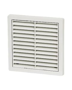 Square Louvre Wall Vent with Flyscreen 100 mm - White