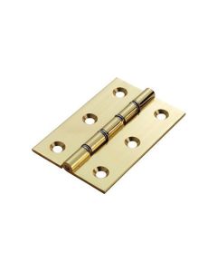 Double Steel Washered Brass Butt Hinge (Pair) - 102 mm / Polished Lacquered