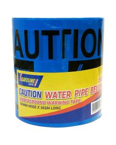 Caution Water Pipe Below Warning Tape 150mm x 100m - Blue