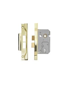 2 Lever Rebated Mortice Lock - 63 mm / Electro Brass