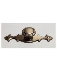 Cabinet Knob & Long Backplate Pewter