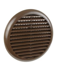 Louvre Round Wall Vent with Flyscreen 80-150 mm - Brown