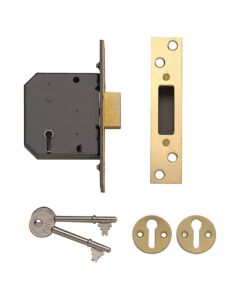 Yale PM552 5 Lever Mortice Deadlock - 64 mm / Polished Brass