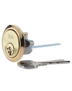 Yale 1109 Replacement Rim Cylinder with 2 Keys - Polished Brass