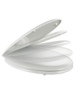 Soft Close Toilet Seat White Complete with S/Steel Hinge (Galaxy)