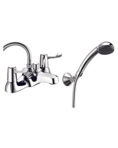 Lever Action Deck Mounted Bath Shower Mixer - Chrome