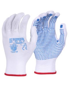 Nylon Fibre Knitted PVC Dot Glove - L / White