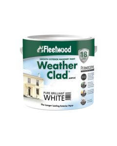 Fleetwood Weather Clad Smooth Acrylic Masonry Paint - 10 L / Pure Brilliant White