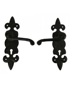 Black Antique Lever Lock Set Fleur-De-Lys