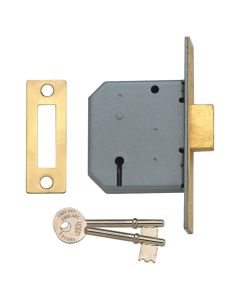 Union 3 Lever Mortice Deadlock - Polished Lacquered Brass