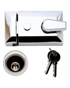 Tessi 90mm Deadlocking Nightlatch - Polished Chrome