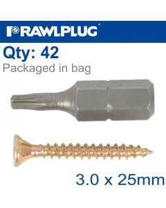 Rawlplug Chipboard Screw 3mm x 25mm 42pcs - Yellow