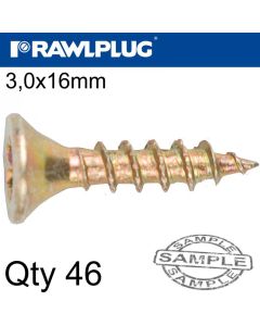 Rawlplug Chipboard Screw 3.5mm x 16mm 46pcs - Yellow