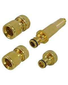Faithfull Brass Nozzle and Hose Fittings Kit 1/2 inch - 4 pcs 