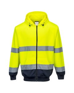 Portwest High Visibility Two-Tone Zipped Hoodie - L / Yellow and Navy