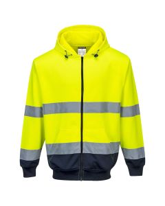 Portwest High Visibility Two-Tone Zipped Hoodie - Size S / Yellow and Navy