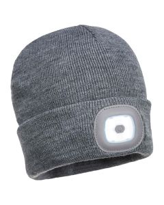 Portwest Rechargeable Twin Torch LED Beanie - Grey