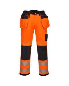 Portwest PW3 High Visibility Holster Pocket Work Trouser - 32 / Orange and Black