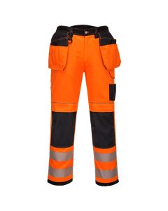 Portwest PW3 High Visibility Holster Pocket Work Trouser - 34 / Orange and Black