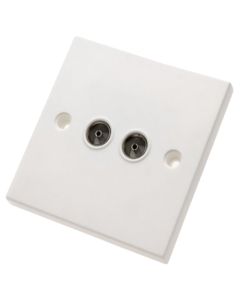 2 Gang Flush Co-Axial TV Socket