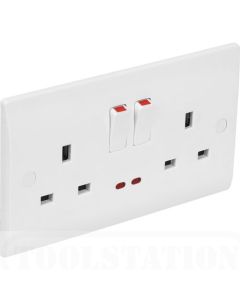 2 Gang Switched Socket with Neon