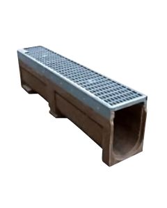 Polyester Concrete Drain Channel c/w C250 Cast Iron Grating - 1 m