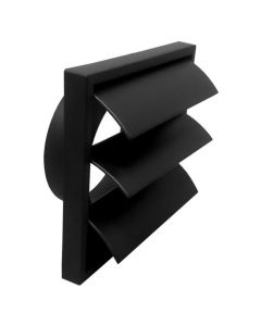 Wall Vent Square With Flap 100mm Black (Round Connection)