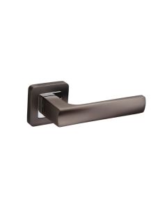 Bangor Duo Chrome/Black Lever on Square Rose Lock Set