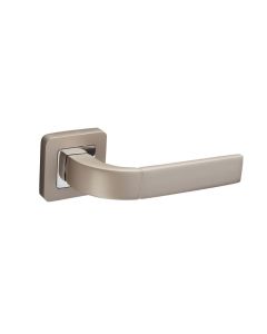 Carhrough Duo Satin/Chrome Lever on Square Rose Lock Set  