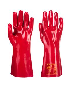 Portwest RG43 Red PVC Gauntlet Glove 11inch (Open Wrist)